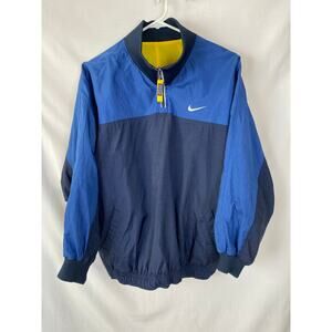 Vintage Rare Nike Reversible 1/4 zip warm up jacket blue yellow Large 14-16